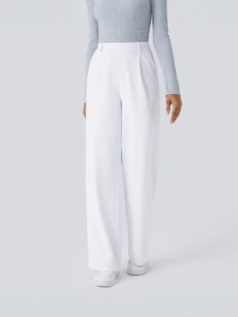 Pantalon Flex taille haute coupe droite, coloris Blanc
