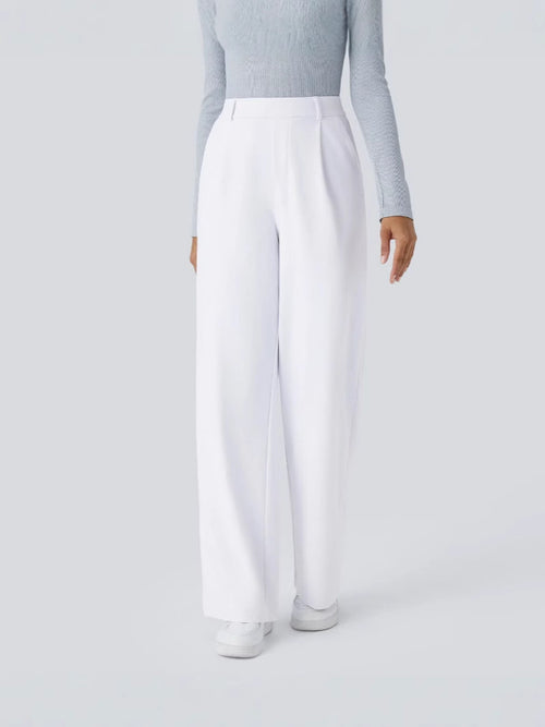 Pantalon Flex taille haute coupe droite, coloris Blanc