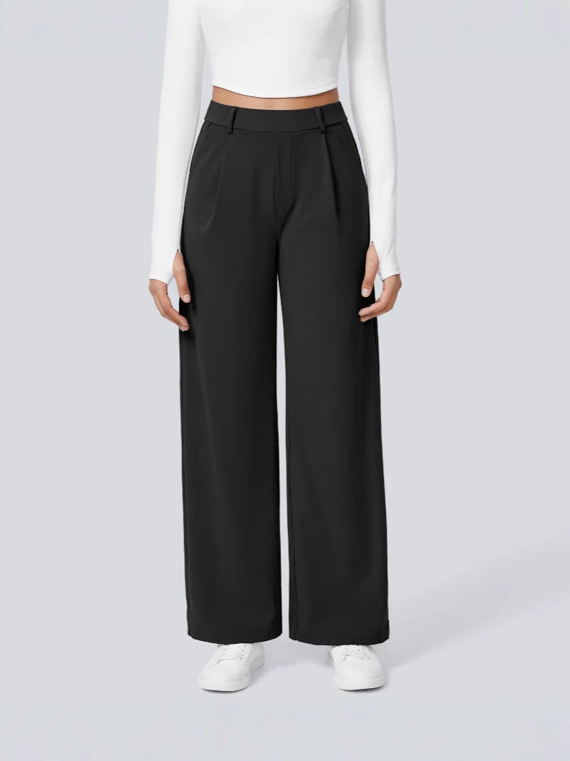 Pantalon Flex taille haute coupe droite, coloris Noir
